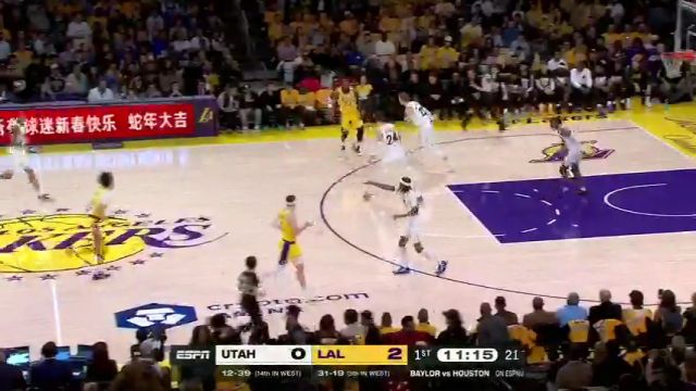 【2025年02月11日 爵士vs湖人集锦】东契奇助攻海耶斯完成扣篮 填上湖人生涯的第一个数据