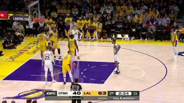 【2025年02月11日】NBA常规赛：爵士vs湖人第2节英文原声录像回放