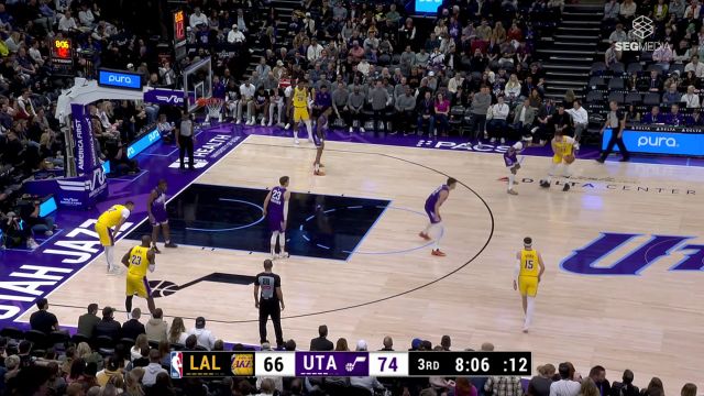 【2025年02月13日 湖人vs爵士集锦】灵动妙传叹为观止 东契奇突破背后连线里夫斯三分得手