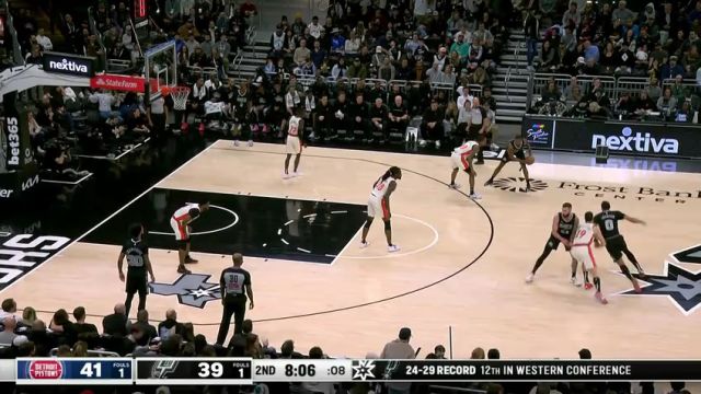 【2025年02月22日】NBA常规赛：活塞vs马刺第2节中文解说录像回放