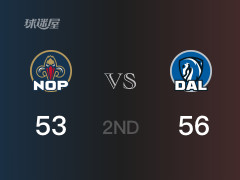 半场战罢，独行侠56-53领先鹈鹕
