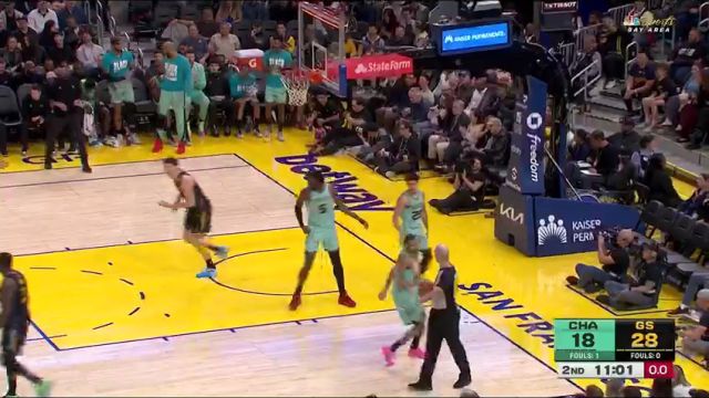 【2025年02月26日】NBA常规赛：黄蜂vs勇士第2节英文原声录像回放