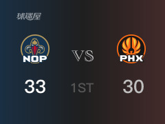 首节比分，鹈鹕35-30领先太阳，墨菲三世14分
