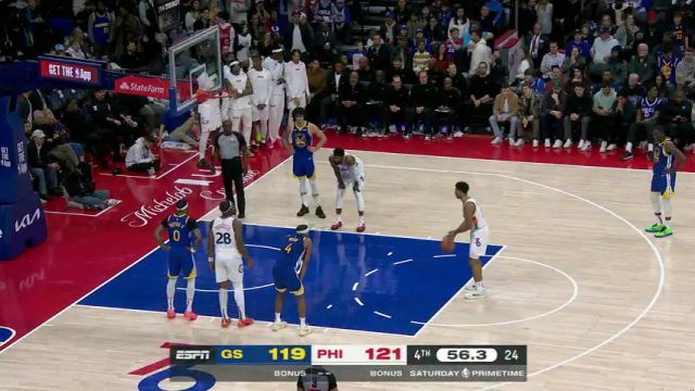 【2025年03月02日 勇士vs76人集锦】关键判罚！追梦单防格兰姆斯三分被吹犯规挑战失败