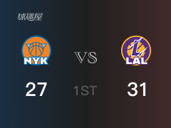 NBA常规赛：首节结束，湖人以31-27领先尼克斯，东契奇13分2助攻