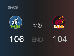 森林狼vs热火战报： 森林狼106-104击溃热火 康利15分阿德巴约29分