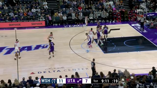 【2025年03月20日 奇才vs爵士集锦】武克切维奇身后杀出及时大帽 不料凯斯勒灵敏身姿完成补扣