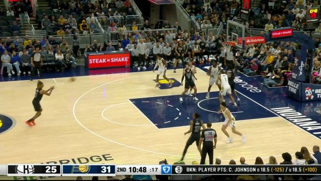 【2025年03月23日 篮网vs步行者集锦】兵不厌诈！马丁假图真传吸引火力克罗尼弧顶大空位三分一箭穿心