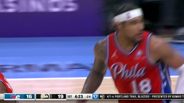 【2025年03月24日 76人vs老鹰集锦】一脚油门踩到底！奥克克直突禁区飞身折叠勉扣