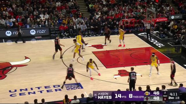 【2025年03月28日】NBA常规赛：湖人vs公牛第2节英文原声录像回放