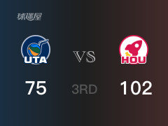 NBA常规赛：三节战罢，火箭以102- 75领先爵士，杰伦格林22分4篮板2助攻