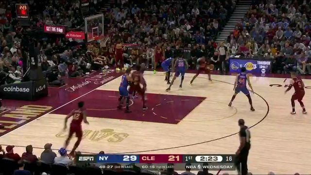 【2025年04月03日】NBA常规赛：尼克斯vs骑士第1节英文原声录像回放