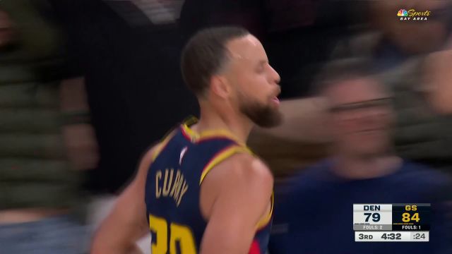 【2025年04月05日 掘金vs勇士集锦】积极就能得分！库里在约老师头上抢下进攻篮板随后三分百步穿杨