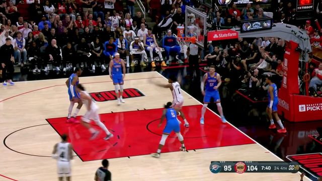 【2025年04月05日 雷霆vs火箭集锦】高球商的一种体现 申京转身过掉卡鲁索阿门-汤普森拍马赶到接球双手重扣