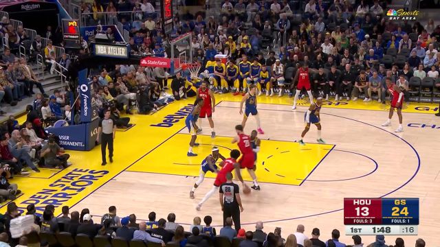 【2025年04月07日 火箭vs勇士集锦】用一记暴扣提振士气 阿门起飞翱翔上演双手灌筐