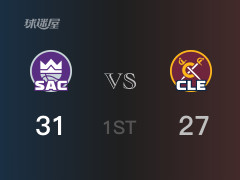 NBA常规赛 ：首节数据，国王以31-27领先骑士，小萨15分6篮板