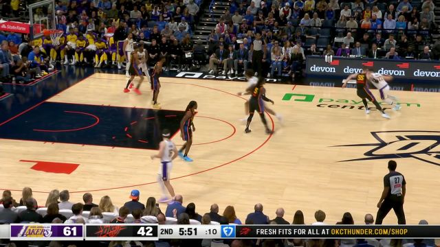 【2025年04月07日 湖人vs雷霆集锦】挥舞魔法棒！东契奇脑后长眼风骚妙传助攻文森特底角三分精准落袋