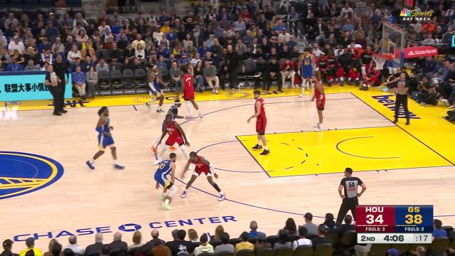 【2025年04月07日 火箭vs勇士集锦】格林面对库里强取豪夺 门神默契连线将球砸入篮筐