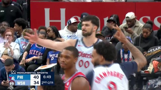 【2025年04月10日 76人vs奇才集锦】外线手感大爆发！武克切维奇接球就投弧顶三分手起刀落稳稳命中