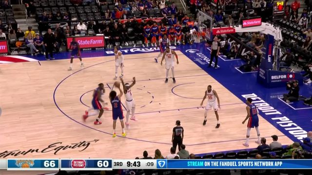 【2025年04月11日 尼克斯vs活塞集锦】四分卫长传！唐斯长传纵观全场助攻阿丘瓦双手扣篮