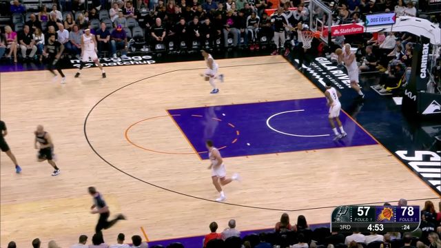 【2025年04月12日 马刺vs太阳集锦】太阳在球场呼风唤雨高奏凯歌 再度轰出一波17-5将悬念基本打无