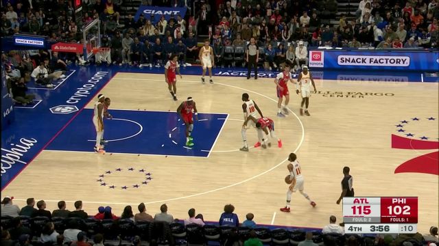 【2025年04月12日 老鹰vs76人集锦】不费吹灰之力！特雷杨招牌超远三分命中直接将比赛盖棺定论