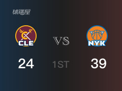 首节战罢，尼克斯39-24领先骑士