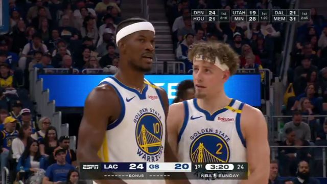 【2025年04月14日】NBA常规赛：快船vs勇士第1节英文原声录像回放