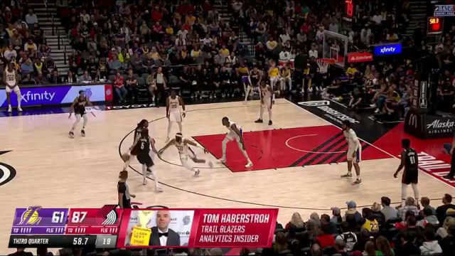 【2025年04月14日】NBA常规赛：湖人vs开拓者第3节英文原声录像回放