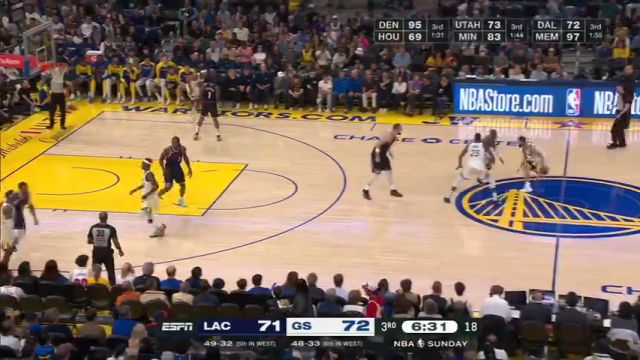 【2025年04月14日】NBA常规赛：快船vs勇士第3节英文原声录像回放
