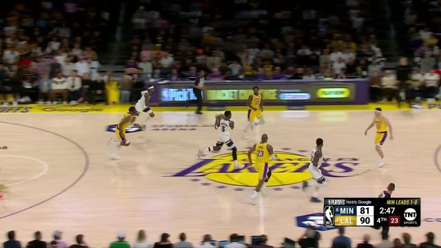 【2025年04月23日 森林狼vs湖人集锦】在老同志面前还稍显稚嫩 詹姆斯抢断爱德华兹拿下关键抛投