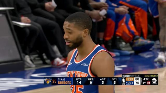 【2025年04月25日】NBA东部首轮G3：尼克斯vs活塞G3第3节英文原声录像回放