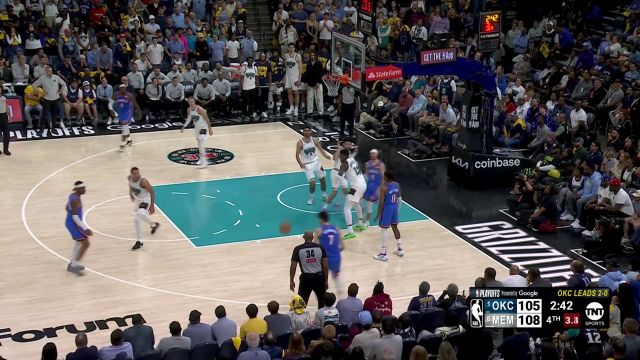 【2025年04月25日 雷霆vs灰熊集锦】要进就进关键球！霍姆格伦外线接球就投再次追平比分