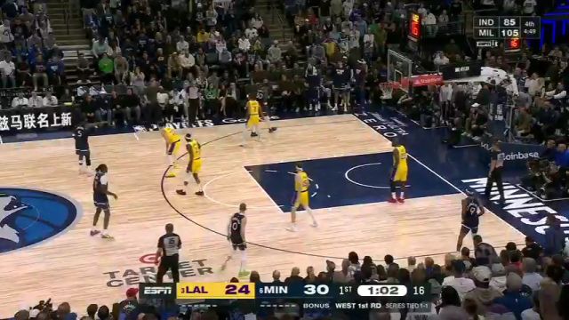 【2025年04月26日】NBA西部首轮G3：湖人vs森林狼G3第1节中文解说录像回放