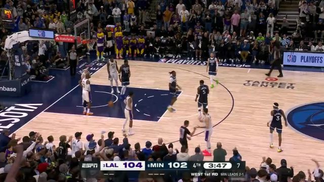 【2025年04月28日】NBA季后赛：湖人vs森林狼G4第4节英文原声录像回放
