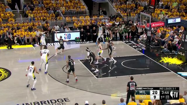 【2025年04月30日 雄鹿vs步行者集锦】继续发挥奇兵能力！特伦特眼疾手快成功抢断反击上篮轻取2分