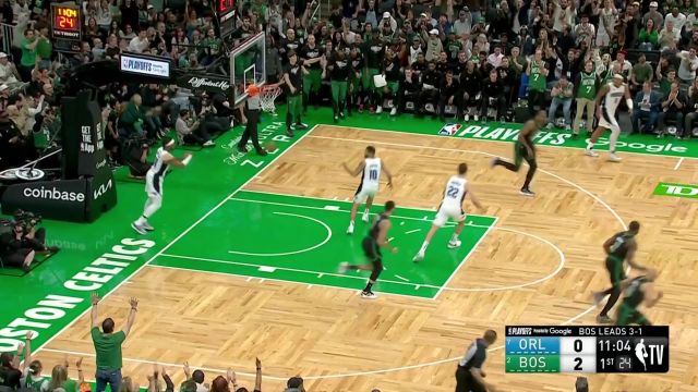 【2025年04月30日 魔术vs凯尔特人集锦】再多退一点点就好了 霍福德开场手热踩线长两分稳稳命中