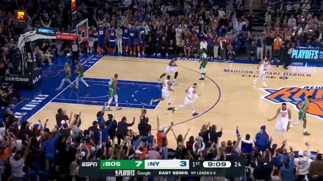 【2025年05月11日 凯尔特人vs尼克斯集锦】外线超级高炮台 唐斯迎着防守怒射超远三分百步穿杨