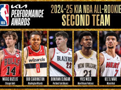 NBA24-25赛季最佳新秀名单出炉！公牛布泽利斯、开拓者克林根领衔！
