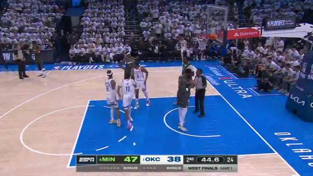 【2025年05月21日】NBA常规赛：森林狼vs雷霆G1第2节英文原声录像回放