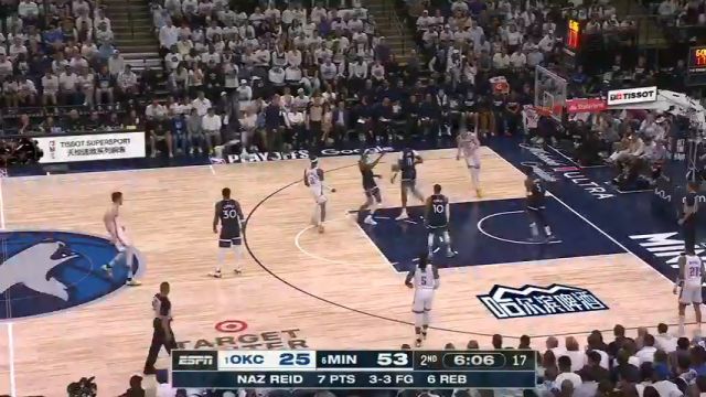 【2025年05月25日】NBA西部决赛G3：雷霆vs森林狼第2节英文原声录像回放