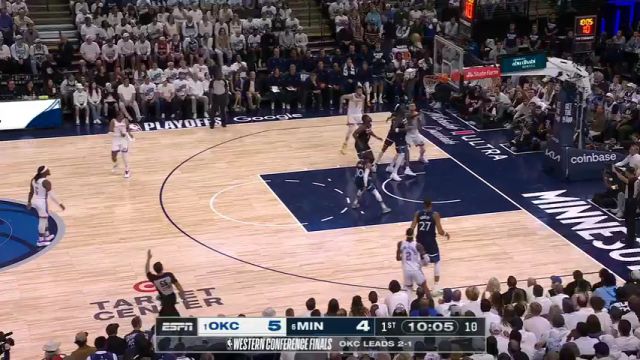 【2025年05月27日】NBA季后赛西部决赛G4：雷霆vs森林狼第1节英文原声录像回放