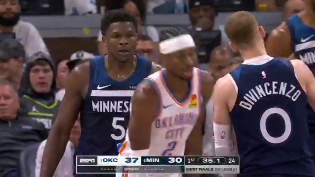 【2025年05月27日 雷霆vs森林狼集锦】终于等到你！戈贝尔手递手妙传爱德华兹突破上篮首次出手命中