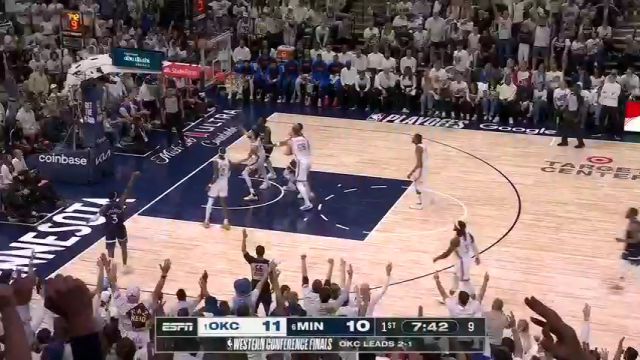 【2025年05月27日 雷霆vs森林狼集锦】幸运加持！麦克丹尼尔斯底角三分接球就投颠进网内