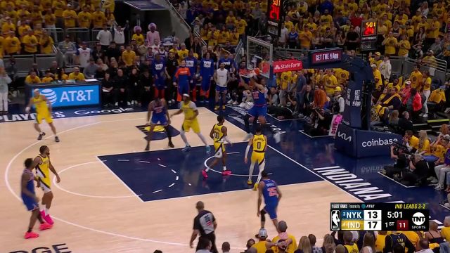 【2025年06月01日 尼克斯vs步行者集锦】我命由我不由天！唐斯三分狙击未果转战禁区双臂暴扣炸筐