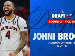 2025年NBA选秀乔奈-布鲁姆 76人35顺位选中来自奥本大学中锋乔奈布鲁姆