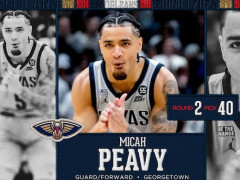 2025NBA选秀迈卡-皮维 鹈鹕40顺位选中来自乔治城大学锋卫摇摆人迈卡-皮维