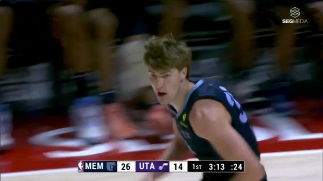 【2025年07月08日 灰熊vs爵士集锦】斯潘塞抬手送出妙穿 洛夫林行进间接球上篮一气呵成