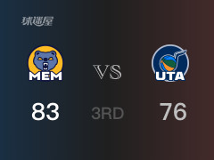 NBA常规赛：三节结束，灰熊以83-76领先爵士，GG-杰克逊19分4篮板