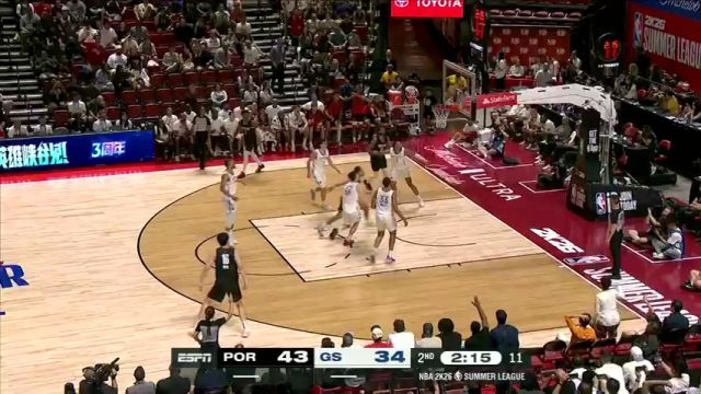 【2025年07月12日 开拓者vs勇士集锦】外线架炮蓄势待发！杨瀚森接球就投三分打板命中